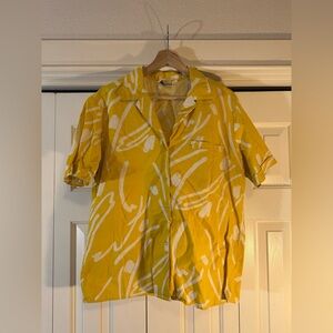 Vintage 80s Yellow and White Patterned Shirt